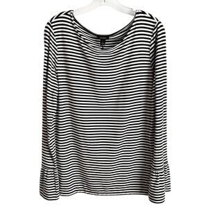 HALOGEN WHITE BLACK WOMEN STRIPED LONG SLEEVE SIZE LARGE BRAND NEW